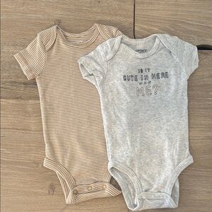 Carter's Gray and Tan Baby Bodysuit Set 3 MONTHS
